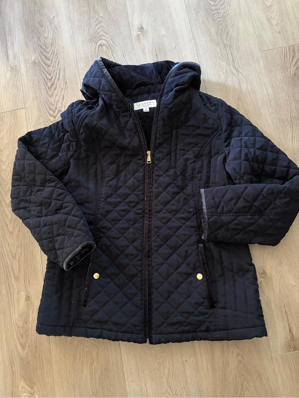 Laundry Shelli Segal Women's Navy Quilted Winter Jacket Size Large